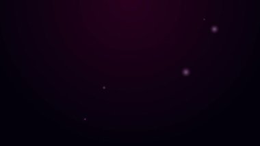 Parlayan neon çizgisi üçgen cetvel simgesi mor arkaplanda izole edildi. Düz sembol. Geometrik sembol. 4K Video hareketli grafik canlandırması
