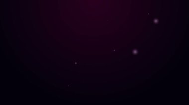 Parlayan neon hattı PS Dosya simgesi mor arkaplanda izole edildi. 4K Video hareketli grafik canlandırması