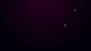 Parlayan neon hattı ev simgesi mor arka planda izole edildi. Ev sembolü. 4K Video hareketli grafik canlandırması