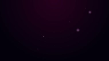 Parlayan neon çizgisi takvim simgesi mor arkaplanda izole edildi. Olay hatırlatma sembolü. 4K Video hareketli grafik canlandırması