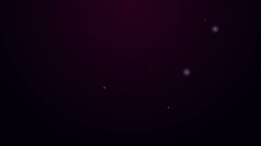 Parlayan neon çizgisi Şimşek simgesi mor arkaplanda izole edildi. Flaş işareti. Flaş ikonunu yükle. Gök gürültüsü. Yıldırım çarpması. 4K Video hareketli grafik canlandırması