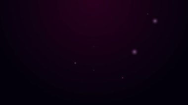 Parlayan neon hattı elektrik düğmesi simgesi mor arkaplanda izole edildi. Açık ve kapalı simgesi. Loş ışık düğmesi işareti. Enerji tasarrufu kavramı. 4K Video hareketli grafik canlandırması