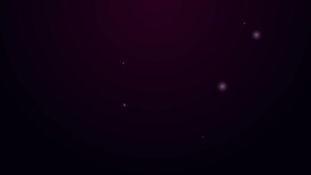 Светящийся неоновая линия речи пузырь иконка чата изолированы на фиолетовом фоне. Значок сообщения. Коммуникация или комментарий символ чата. Видеографическая анимация 4K — стоковое видео