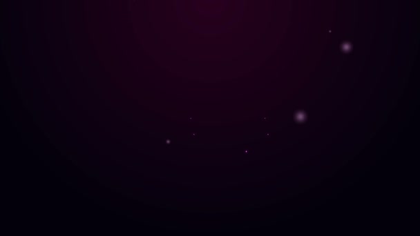 Świecąca neonowa linia Ikona gniazdka elektrycznego izolowana na fioletowym tle. Gniazdo zasilania. Symbol Rozety. 4K Animacja graficzna ruchu wideo — Wideo stockowe