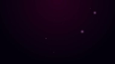 Parlayan neon çizgisi parfüm ikonu mor arkaplanda izole edilmiş. 4K Video hareketli grafik canlandırması