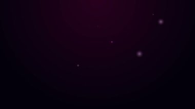 Pembe arkaplanda izole edilmiş fırça ikonu olan parlak neon çizgili göz falı paleti. 4K Video hareketli grafik canlandırması