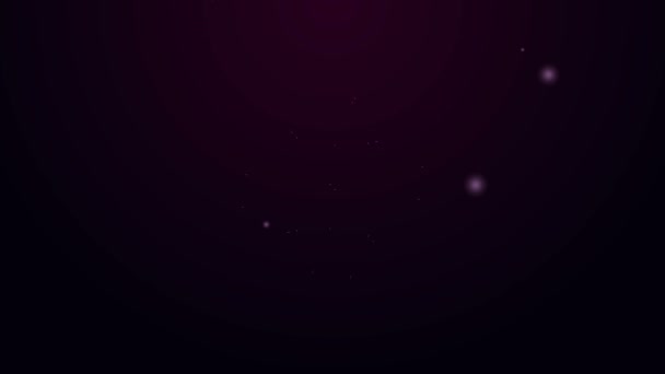 Linha de néon brilhante Globo mundial com ícone de bússola isolado no fundo roxo. Animação gráfica em movimento de vídeo 4K — Vídeo de Stock