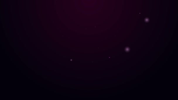 Linea neon incandescente icona Bussola isolata su sfondo viola. Simbolo di navigazione Windrose. Segno di rosa del vento. Animazione grafica 4K Video motion — Video Stock
