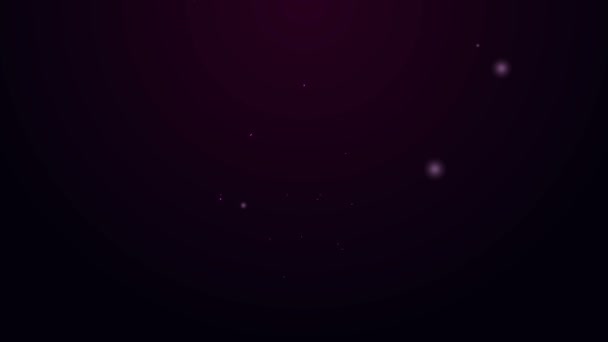 Világító neon vonal Helyszín a földgömb ikon elszigetelt lila háttér. Világ vagy Föld jel. 4K Videó mozgás grafikus animáció — Stock videók