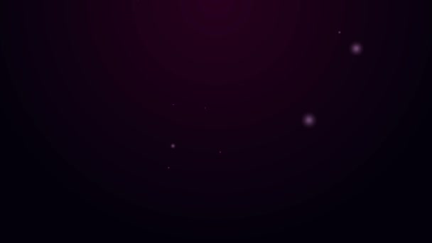 Светящаяся неоновая линия Значок помады выделен на фиолетовом фоне. 8 марта. Международный день счастливых женщин. Видеографическая анимация 4K — стоковое видео
