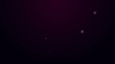 Parlayan neon çizgisi oje şişesi ikonu mor arka planda izole edilmiş. 4K Video hareketli grafik canlandırması