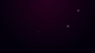 Parlayan neon çizgisi oje şişesi ikonu mor arka planda izole edilmiş. 4K Video hareketli grafik canlandırması