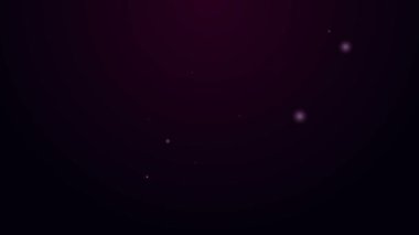 Pembe arkaplanda izole edilmiş fırça ikonu olan parlak neon çizgili göz falı paleti. 4K Video hareketli grafik canlandırması