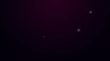 Mühendislik ve pusula simgesi çizimi için parlak neon çizgileri mor arkaplanda izole edilmiş. 4K Video hareketli grafik canlandırması