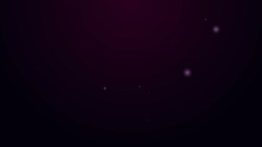 Parlayan neon hattı Çeşme ucu simgesi mor arkaplanda izole edildi. Kalem aleti işareti. 4K Video hareketli grafik canlandırması