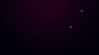 Parlayan neon çizgisi büyüteç simgesi mor arkaplanda izole edilmiş. Arama, odaklanma, yakınlaştırma, iş sembolü. 4K Video hareketli grafik canlandırması