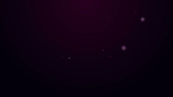 紫色の背景に分離されたネオンラインプリンタのアイコンを光る。4Kビデオモーショングラフィックアニメーション — ストック動画