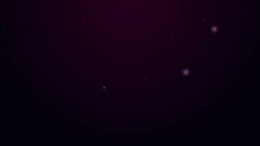 Kağıt kutuda parlayan neon hattı Asya erişteleri ve mor arka planda izole edilmiş yemek çubukları ikonu. Sokak yemeği. Kore, Japon, Çin yemekleri. 4K Video hareketli grafik canlandırması