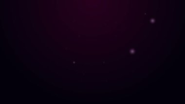 Parlayan neon hattı sos şişesi ikonu mor arka planda izole edilmiş. Ketçap, hardal ve fast food için soslu mayonez şişeleri. 4K Video hareketli grafik canlandırması