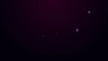 Parlayan neon hattı ya da mor arkaplanda izole edilmiş patates cipsi ikonu. 4K Video hareketli grafik canlandırması