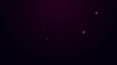 Kağıt kutuda parlayan neon hattı Asya erişteleri ve mor arka planda izole edilmiş yemek çubukları ikonu. Sokak yemeği. Kore, Japon, Çin yemekleri. 4K Video hareketli grafik canlandırması