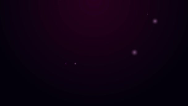 Zářící neonová čára Khinkali na ikonu řezání prkna izolované na fialovém pozadí. Tradiční Georgiánský knedlík. Grafická animace pohybu videa 4K — Stock video
