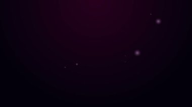 Parlayan neon hattı klima ikonu mor arka planda izole edildi. Sistemin havalandırmasını böl. Soğuk ve soğuk iklim kontrol sistemi. 4K Video hareketli grafik canlandırması