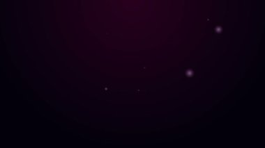 Tıbbi inceleme ikonu için parlak neon hattı dijital termometre mor arka planda izole edildi. 4K Video hareketli grafik canlandırması