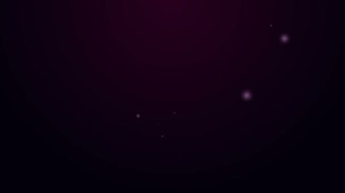 Tıbbi inceleme ikonu için parlak neon hattı medikal termometre mor arka planda izole edildi. 4K Video hareketli grafik canlandırması