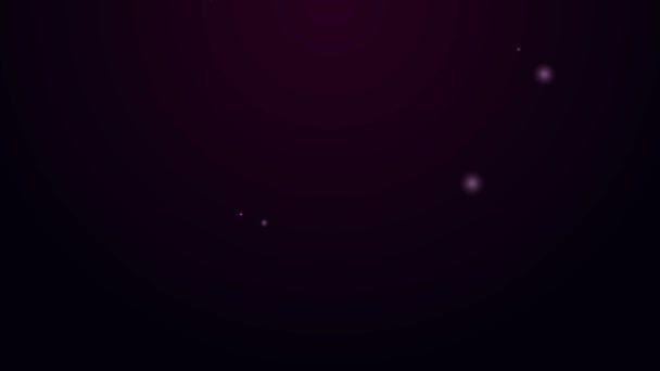 Светящаяся неоновая линия Якорь значок изолирован на фиолетовом фоне. Видеографическая анимация 4K — стоковое видео