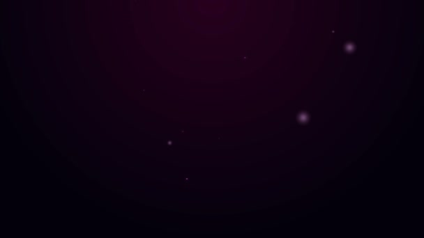 Žhnoucí neonová linka Digitální bezkontaktní teploměr s ikonou infračerveného světla izolovaný na fialovém pozadí. Grafická animace pohybu videa 4K — Stock video