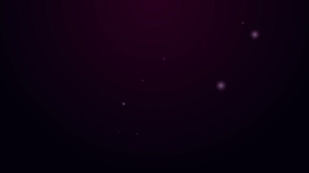 Žhnoucí neonová linka Digitální bezkontaktní teploměr s ikonou infračerveného světla izolovaný na fialovém pozadí. Grafická animace pohybu videa 4K — Stock video