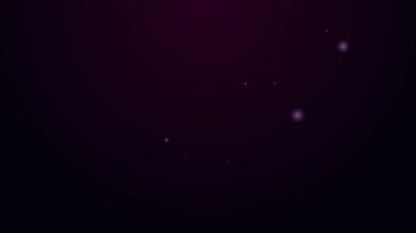 Mor zemin üzerinde yüz tanıma simgesi olan parlak neon hattı dizüstü bilgisayarı. Yüz tanımlama simgesi. Yüz tanıma. Siber güvenlik kavramı. 4K Video hareketli grafik canlandırması