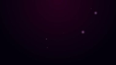 Parlayan neon hattı göz tarama simgesi mor arkaplanda izole edildi. Göz taraması yapılıyor. Güvenlik kontrol sembolü. Siber göz işareti. 4K Video hareketli grafik canlandırması