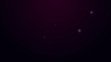 Mor zemin üzerinde kilit simgesi izole edilmiş parlak neon çizgi parmak izi. Kimlik uygulaması simgesi. Kimlik işareti. Kimliğe dokun. 4K Video hareketli grafik canlandırması