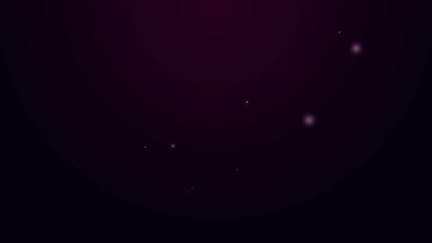 Глянцевая неоновая линия монитора с пиктограммой, выделенной на фиолетовом фоне. Иконка приложения. Идентификационный знак. Touch id. Видеографическая анимация 4K — стоковое видео