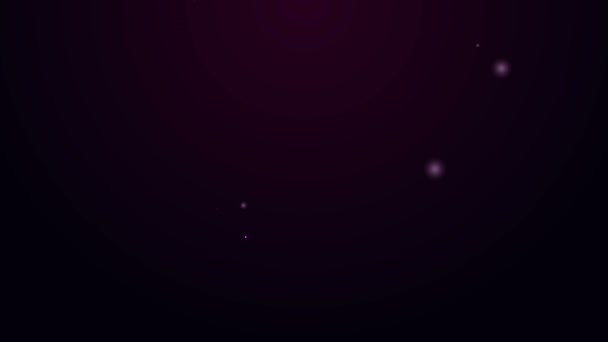 紫色の背景に孤立したネオンラインハリネズミのアイコンを光る。動物のシンボル。4Kビデオモーショングラフィックアニメーション — ストック動画