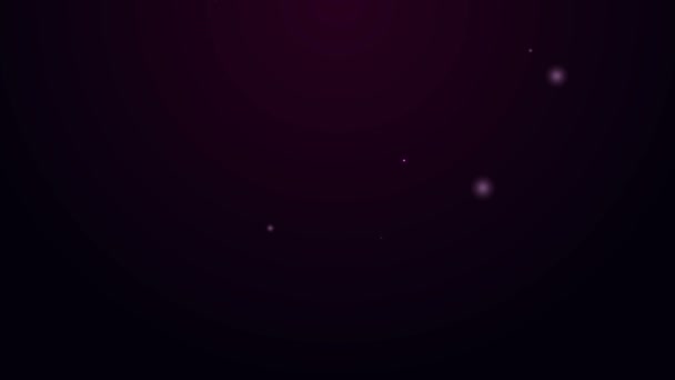 Светящаяся неоновая линия Значок гусиной птицы выделен на фиолетовом фоне. Символ животного. Видеографическая анимация 4K — стоковое видео
