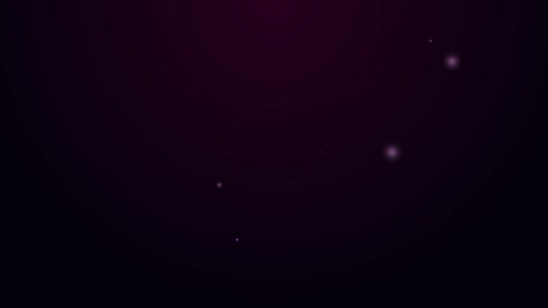 Leuchtende Neon-Linie Eulenvogel-Symbol isoliert auf lila Hintergrund. Tierisches Symbol. 4K Video Motion Grafik Animation — Stockvideo