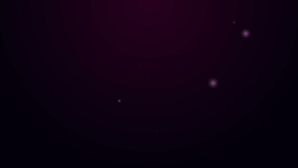 Leuchtende Leuchtschrift Worm Symbol isoliert auf lila Hintergrund. Angeln. 4K Video Motion Grafik Animation — Stockvideo