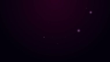 Mor arka planda izole edilmiş bir yönetici ikon ekibinin parlak neon hattı lideri. 4K Video hareketli grafik canlandırması