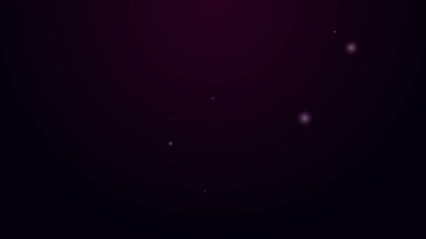 Светящийся неоновая линия Лидер команды руководителей иконка изолированы на фиолетовом фоне. Видеографическая анимация 4K — стоковое видео