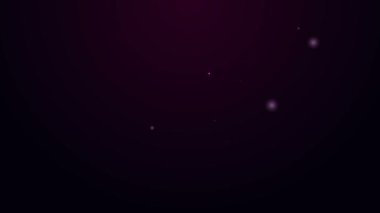 Parlayan neon çizgisi sertifika şablonu simgesi mor arkaplanda izole edildi. Başarı, ödül, diploma, burs, diploma kavramları. 4K Video hareketli grafik canlandırması