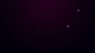 Parlayan neon hattı, mor arkaplanda izole edilmiş alarm zili simgesi çalıyor. Alarm sembolü, servis zili, el zili işareti, uyarı sembolü. 4K Video hareketli grafik canlandırması