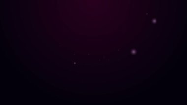 Parlayan neon hattı Teleskop simgesi mor arkaplanda izole edildi. Bilimsel bir alet. Eğitim ve astronomi elementi, dürbün ve çalışma yıldızları. 4K Video hareketli grafik canlandırması