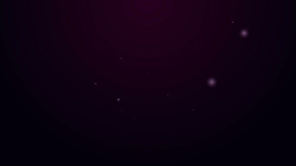 Сяюча неонова лінія піктограма Сонячної системи ізольована на фіолетовому фоні. Планети обертаються навколо зірки. 4K Відео рух графічна анімація — стокове відео