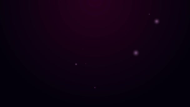 Zářící neonová čára Ruční palec nahoru ikona izolované na fialovém pozadí. Grafická animace pohybu videa 4K — Stock video