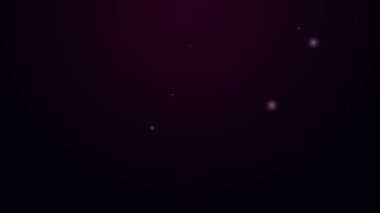 Parlayan neon çizgili kağıt havlu rulo ikonu mor arkaplanda izole edildi. 4K Video hareketli grafik canlandırması