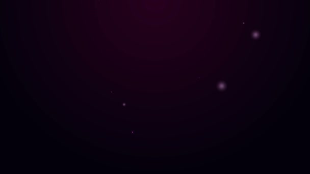 Žhnoucí neonová čára Houba s ikonou bublin izolovaná na fialovém pozadí. Chomáč sušenek na mytí nádobí. Logo úklidové služby. Grafická animace pohybu videa 4K