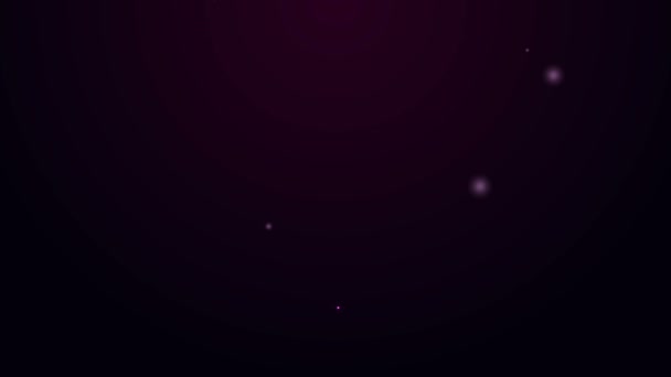 发光的霓虹灯线仙人掌图标孤立在紫色背景。4K视频运动图形动画 — 图库视频影像